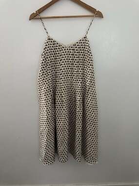 ODEEH Silk Cherry Print Trapeze camo Dress with Pockets sz 38